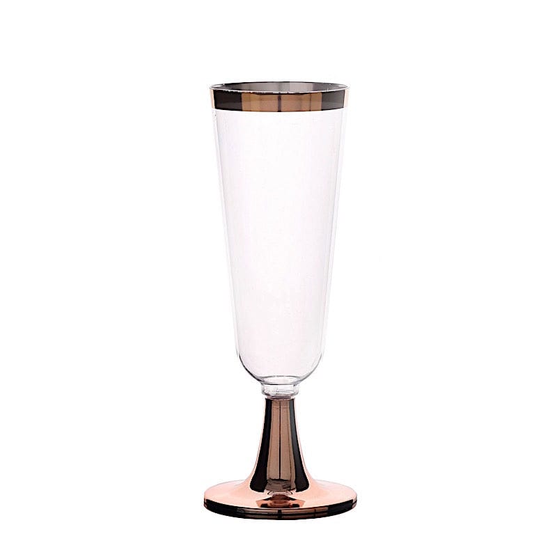 12 pcs 5 oz Clear with Rose Gold Rim Champagne Flutes - Disposable Tableware DSP_CUCP002_5_CLRG2