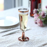 12 pcs 5 oz Clear with Rose Gold Rim Champagne Flutes - Disposable Tableware DSP_CUCP002_5_CLRG2