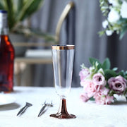 12 pcs 5 oz Clear with Rose Gold Rim Champagne Flutes - Disposable Tableware DSP_CUCP002_5_CLRG2