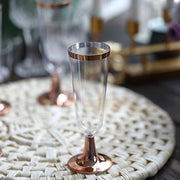 12 pcs 5 oz Clear with Rose Gold Rim Champagne Flutes - Disposable Tableware DSP_CUCP002_5_CLRG2