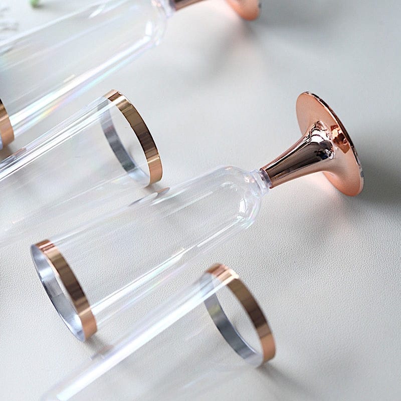 12 pcs 5 oz Clear with Rose Gold Rim Champagne Flutes - Disposable Tableware DSP_CUCP002_5_CLRG2