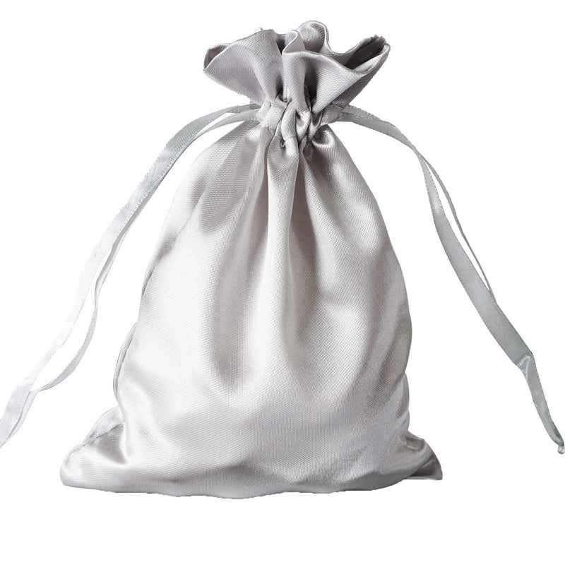 12 pcs 5x7" Satin Bags with Pull String BAG_SB_5X7_SILV