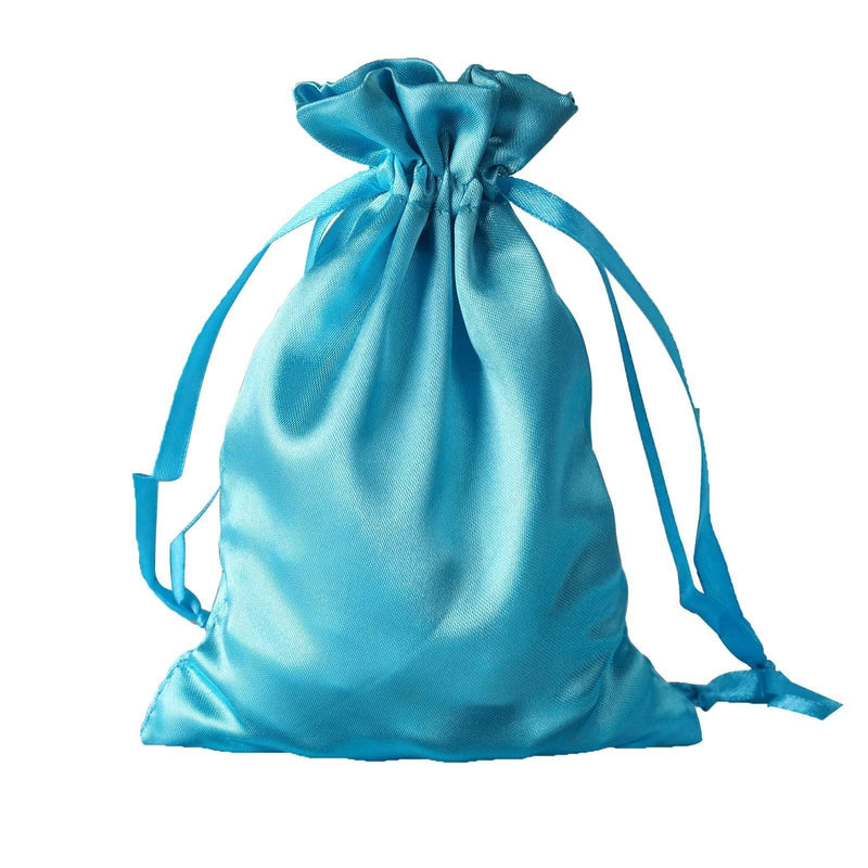 12 pcs 5x7" Satin Bags with Pull String BAG_SB_5X7_TURQ