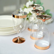 12 pcs 6.5 oz Clear with Rose Gold Rim Goblets Glasses - Disposable Tableware DSP_CUWN002_8_CLRG2