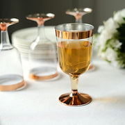 12 pcs 6.5 oz Clear with Rose Gold Rim Goblets Glasses - Disposable Tableware DSP_CUWN002_8_CLRG2