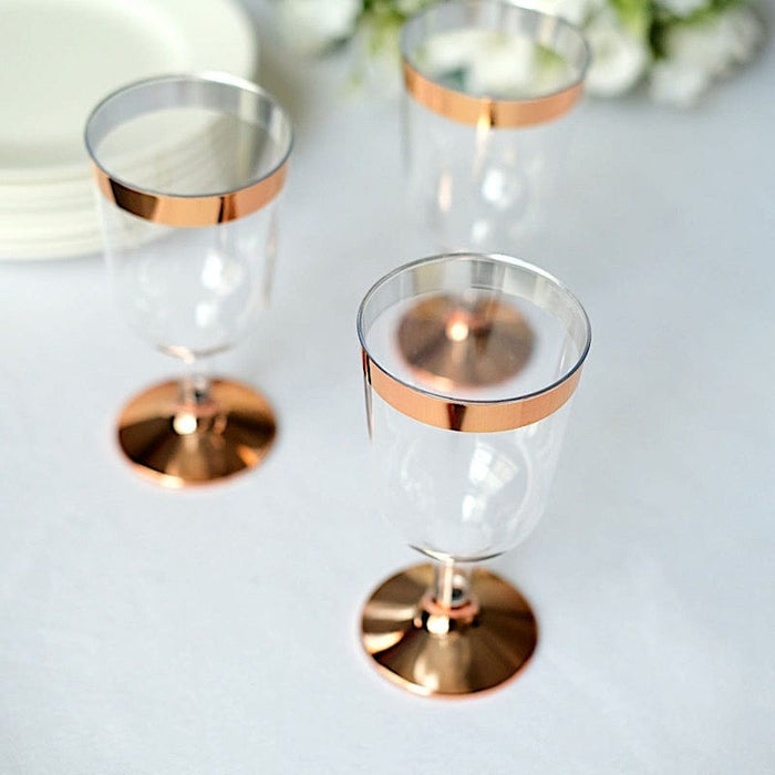 12 pcs 6.5 oz Clear with Rose Gold Rim Goblets Glasses - Disposable Tableware DSP_CUWN002_8_CLRG2