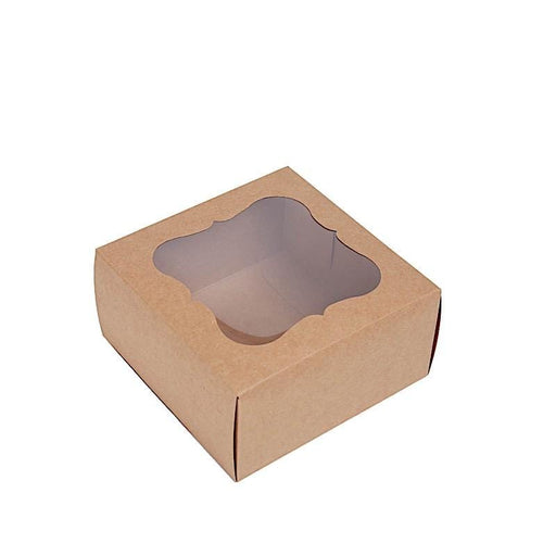 12 pcs 6" Cake Boxes with Window Bakery Gift Favor Holders - Brown BOX_6X3_CAKE02_NAT