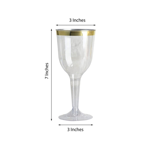 Plastic Wine Glass - Clear Gold Rim Glasses