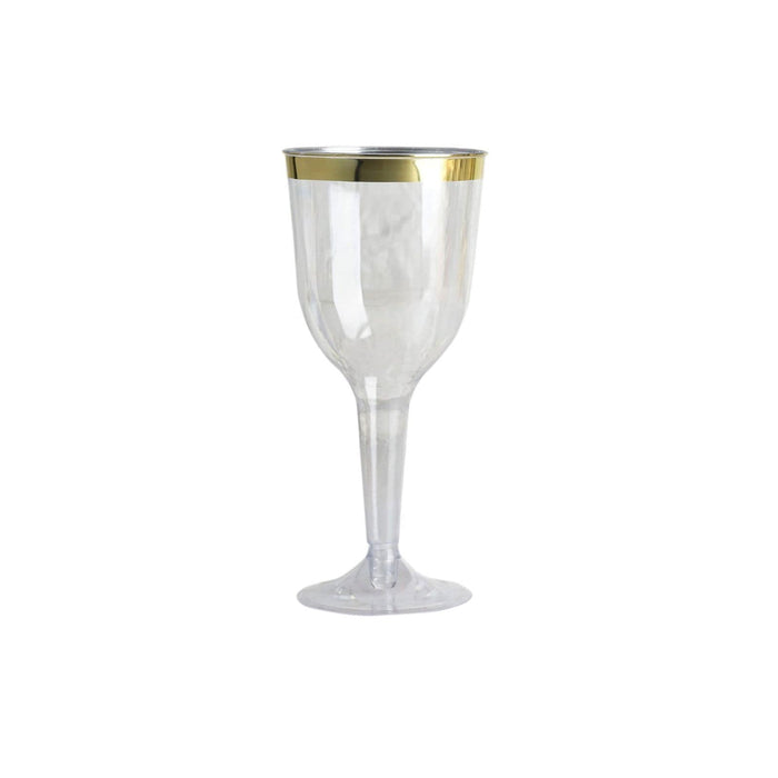 12 pcs 6 oz Clear with Gold Rim Plastic Champagne Flutes Disposable Dessert Glasses PLST_CU0064_GOLD