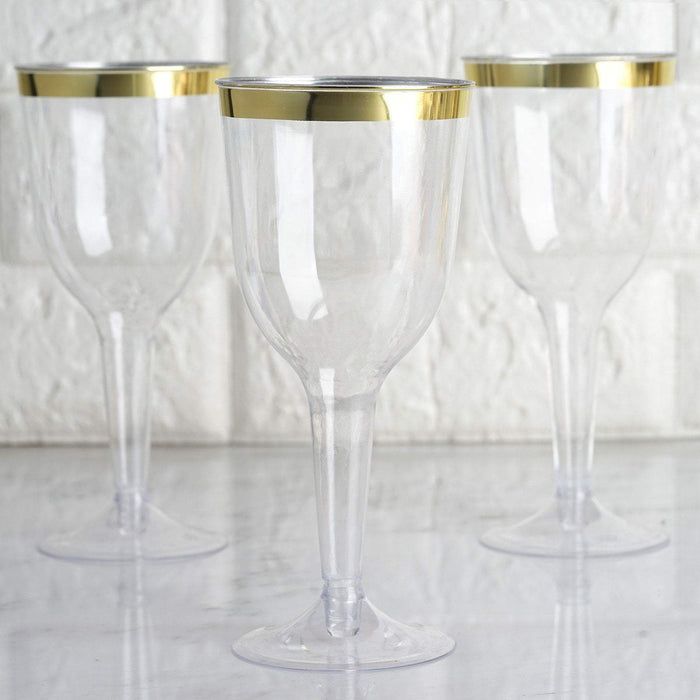 12 pcs 6 oz Clear with Gold Rim Plastic Champagne Flutes Disposable Dessert Glasses PLST_CU0064_GOLD