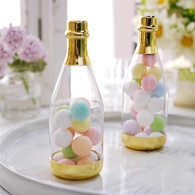 12 pcs 6" tall Mini Champagne Bottles Favor Holders - Clear and Gold PLTC_FIL_002_GOLD