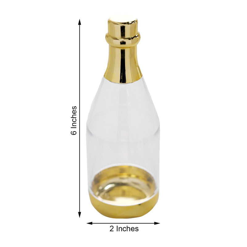 12 pcs 6" tall Mini Champagne Bottles Favor Holders - Clear and Gold PLTC_FIL_002_GOLD