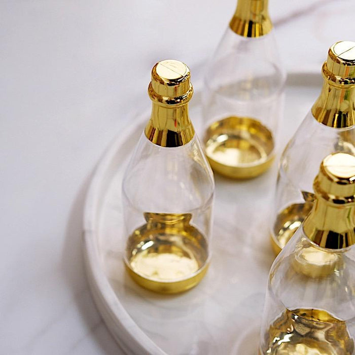 12 pcs 6" tall Mini Champagne Bottles Favor Holders - Clear and Gold PLTC_FIL_002_GOLD
