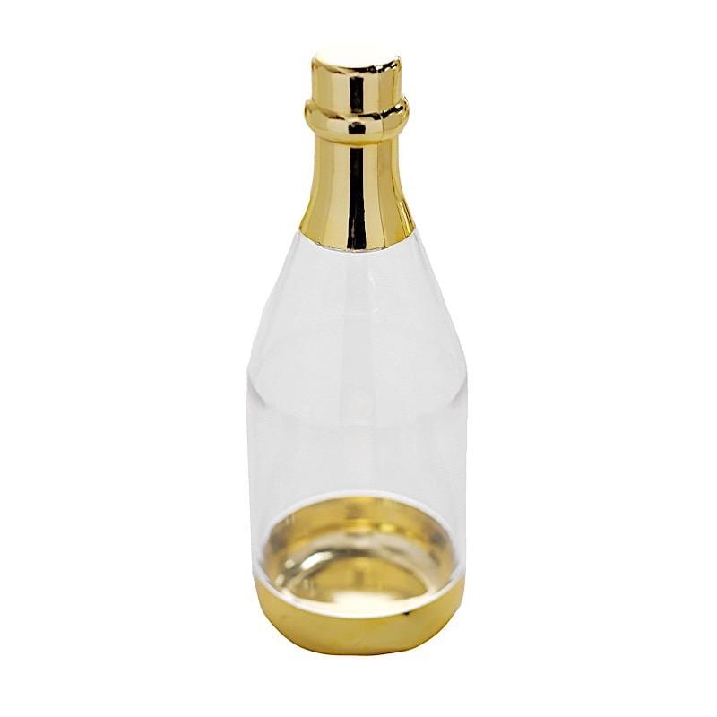 12 pcs 6" tall Mini Champagne Bottles Favor Holders - Clear and Gold PLTC_FIL_002_GOLD