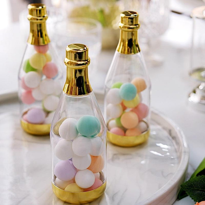 12 pcs 6" tall Mini Champagne Bottles Favor Holders - Clear and Gold PLTC_FIL_002_GOLD