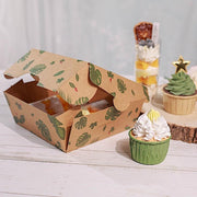 12 pcs 6" Tropical Leaf Dessert Bakery Cake Boxes with Window - Brown and Green BOX_6X3_CAKE04_TROP