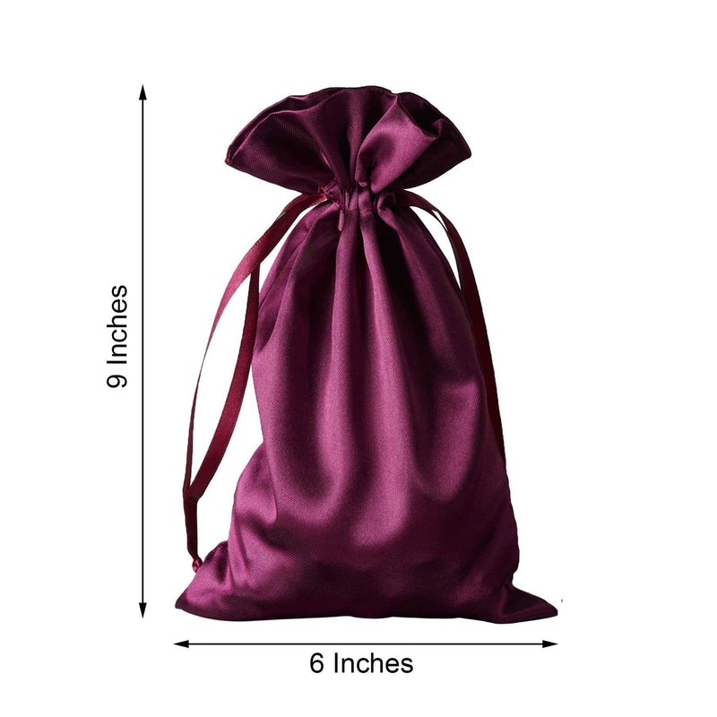 12 pcs 6x9" Satin Bags with Pull String