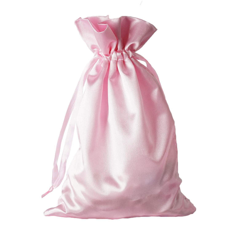 12 pcs 6x9" Satin Bags with Pull String BAG_SB_6x9_PINK