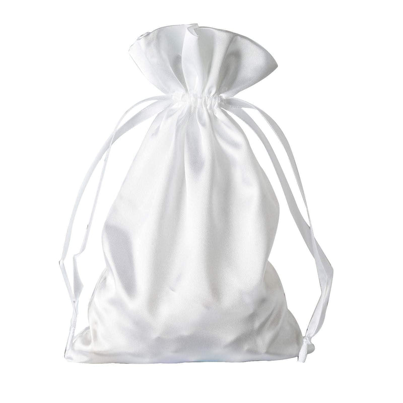 12 pcs 6x9" Satin Bags with Pull String BAG_SB_6X9_WHT