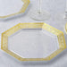 12 pcs 8" Clear Octagonal Plastic Disposable Dessert Plates with Gold Lace Rim PLST_PLA0083_GOLD