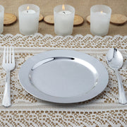 12 pcs 8" Silver Plastic Round Dessert Appetizer Plates - Disposable Tableware PLST_PLA0089_SILV