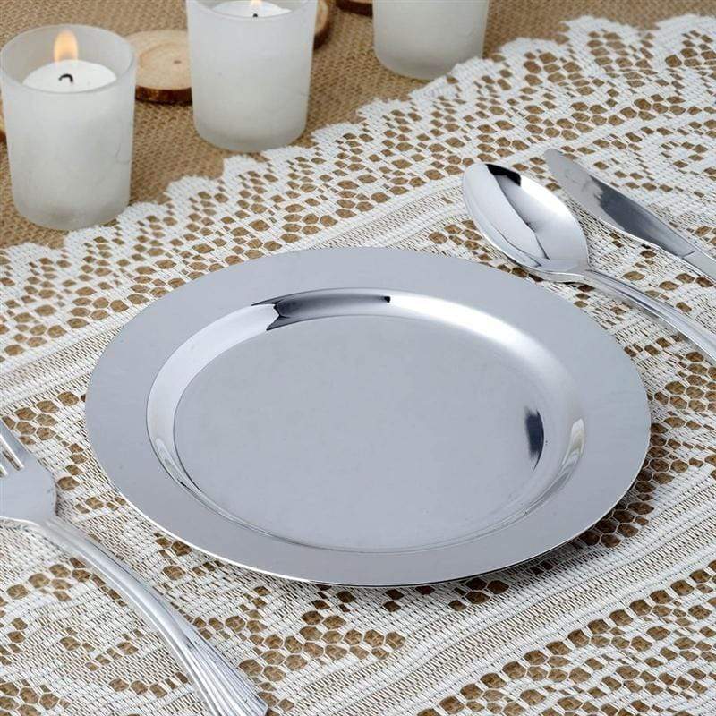 12 pcs 8" Silver Plastic Round Dessert Appetizer Plates - Disposable Tableware PLST_PLA0089_SILV