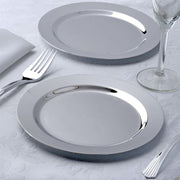 12 pcs 8" Silver Plastic Round Dessert Appetizer Plates - Disposable Tableware PLST_PLA0089_SILV