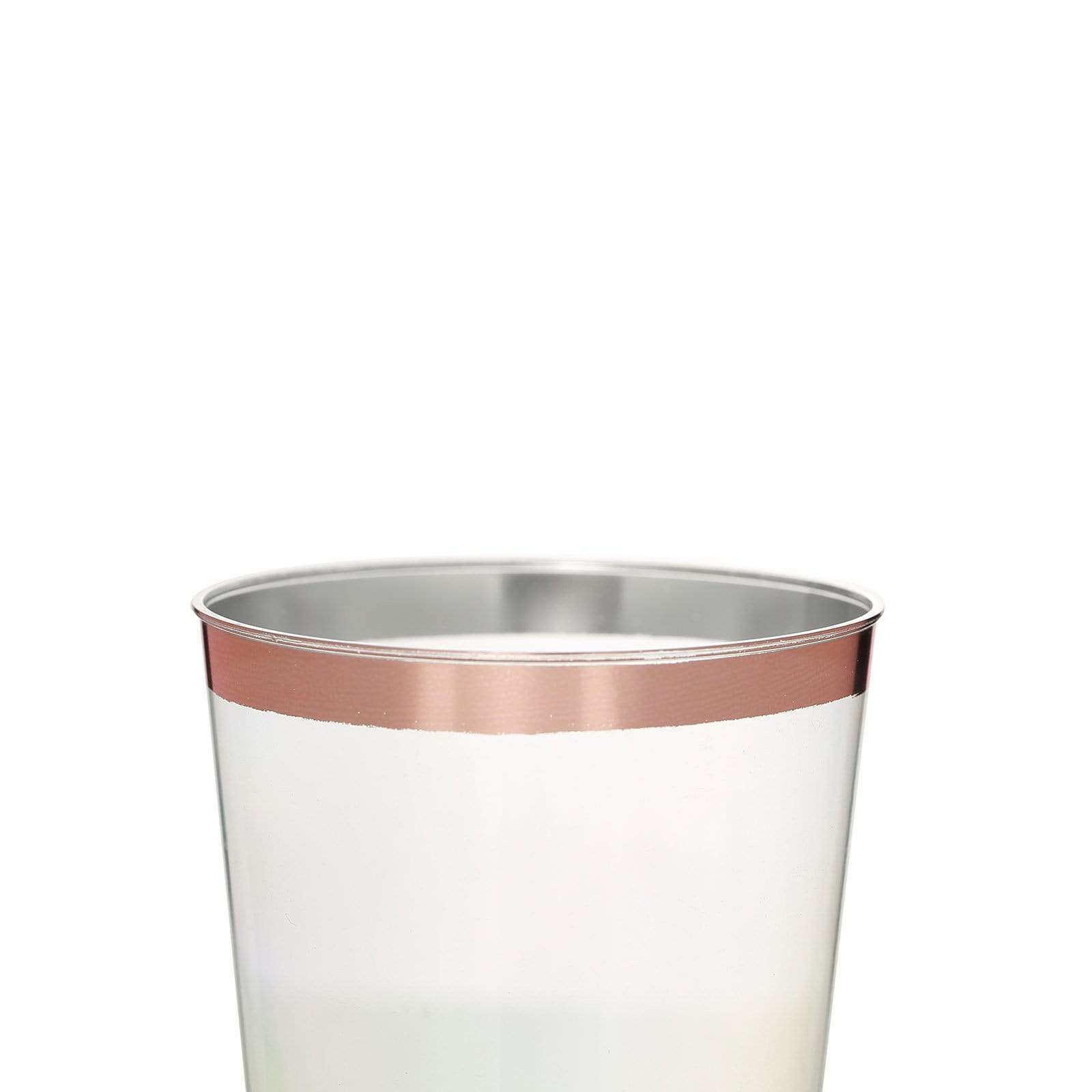 12 pcs 9 oz Clear with Rose Gold Rim Cups - Disposable Tableware DSP_CUCT002_9_CLRG2