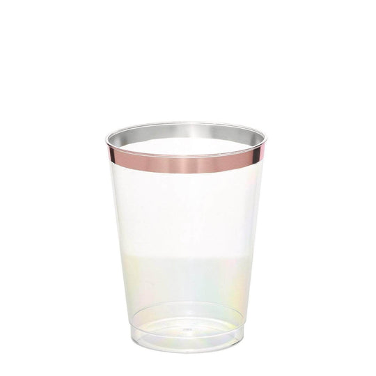 12 pcs 9 oz Clear with Rose Gold Rim Cups - Disposable Tableware DSP_CUCT002_9_CLRG2