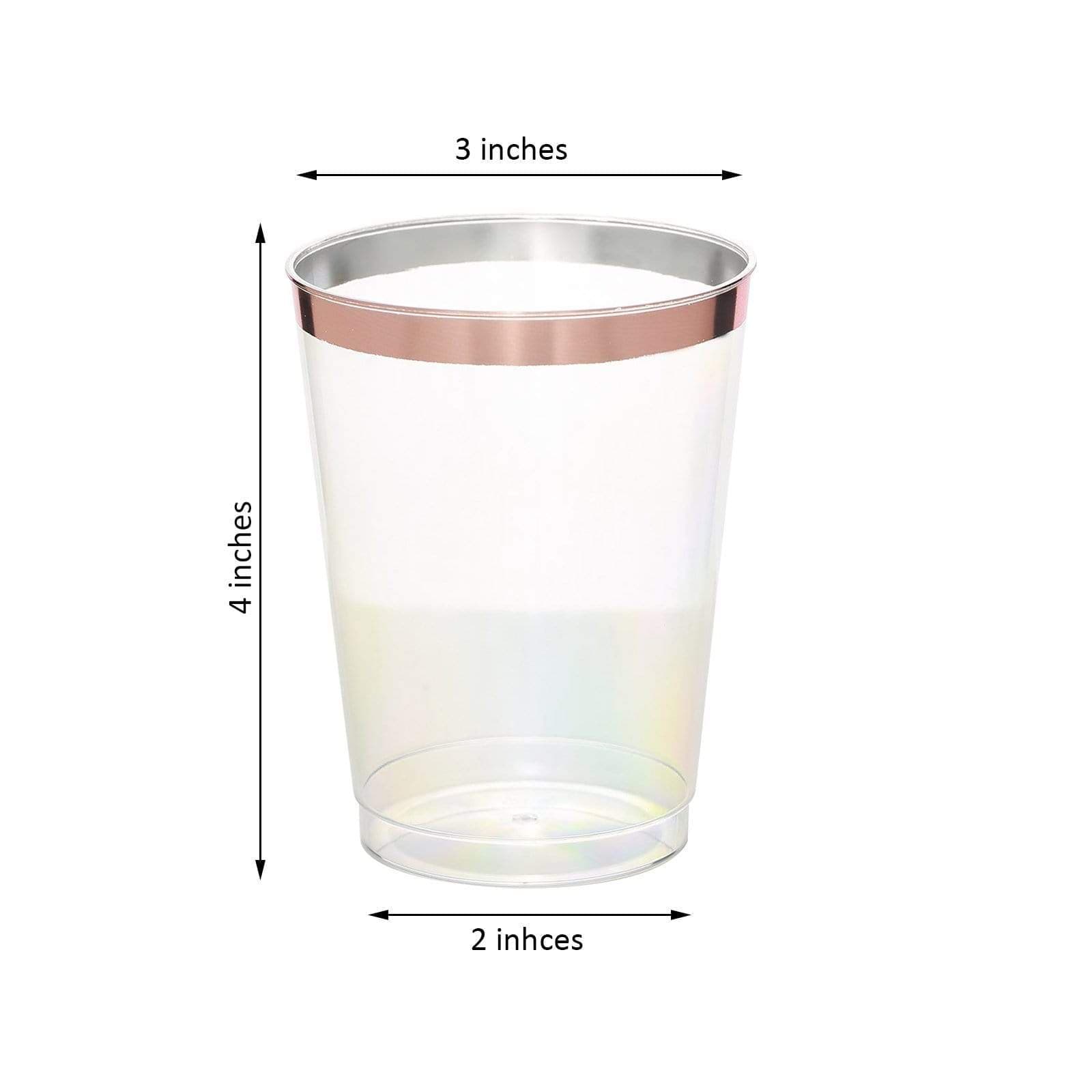 12 pcs 9 oz Clear with Rose Gold Rim Cups - Disposable Tableware DSP_CUCT002_9_CLRG2