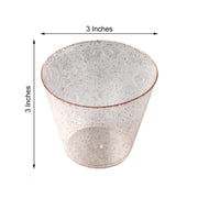12 pcs 9 oz. Glittered Wine Cocktail Plastic Glasses - Disposable Tableware