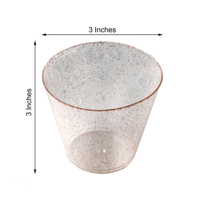 12 pcs 9 oz. Glittered Wine Cocktail Plastic Glasses - Disposable Tableware