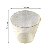 12 pcs 9 oz. Glittered Wine Cocktail Plastic Glasses - Disposable Tableware