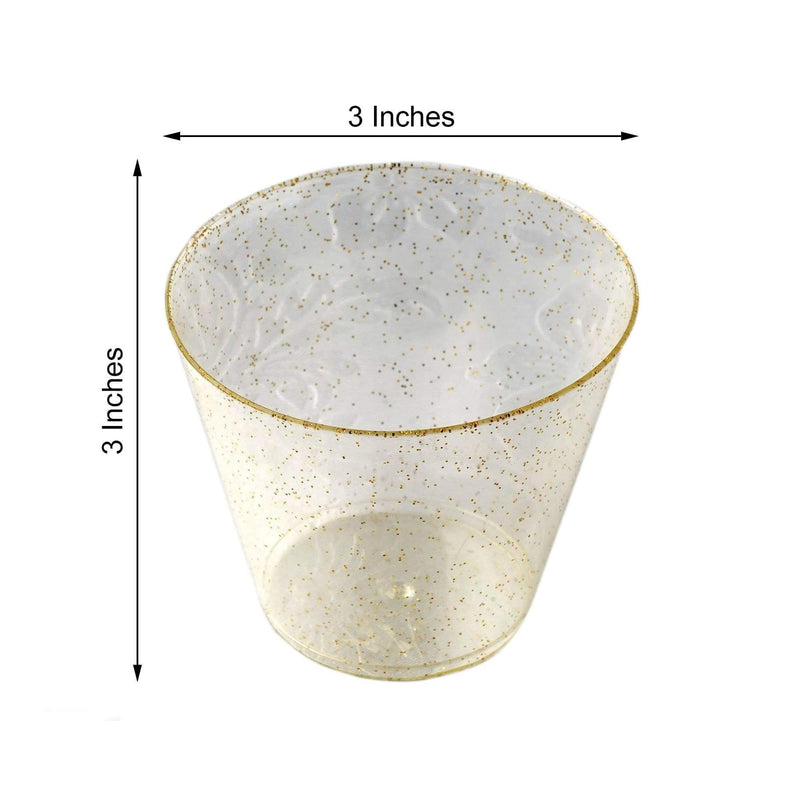 12 pcs 9 oz. Glittered Wine Cocktail Plastic Glasses - Disposable Tableware