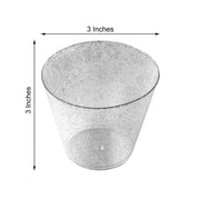 12 pcs 9 oz. Glittered Wine Cocktail Plastic Glasses - Disposable Tableware
