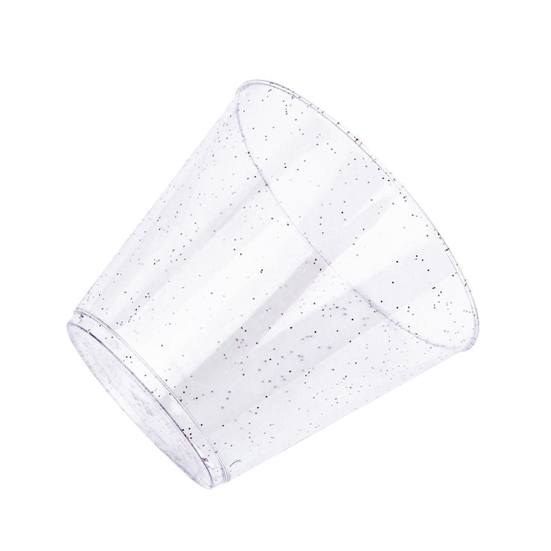12 pcs 9 oz. Glittered Wine Cocktail Plastic Glasses - Disposable Tableware