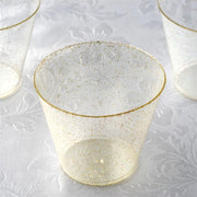 12 pcs 9 oz. Glittered Wine Cocktail Plastic Glasses - Disposable Tableware PLST_CU0054_CLRG