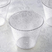 12 pcs 9 oz. Glittered Wine Cocktail Plastic Glasses - Disposable Tableware PLST_CU0054_CLRS
