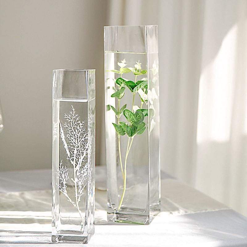 12 pcs Glass Square Vases Wedding Centerpieces - Clear