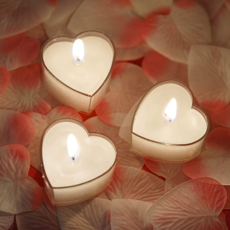 12 pcs Heart Votive Tealight Candles for Wedding Parties