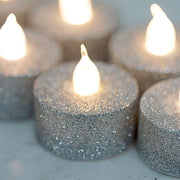12 pcs LED Tealight Glittered Candles Lights