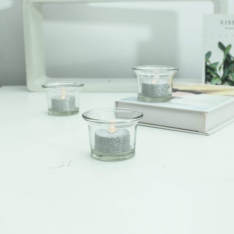 12 pcs LED Tealight Glittered Candles Lights