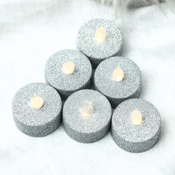 12 pcs LED Tealight Glittered Candles Lights