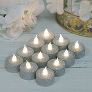 12 pcs LED Tealight Glittered Candles Lights