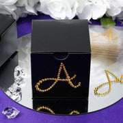 12 pcs Letter Rhinestones Gem Stickers - Gold