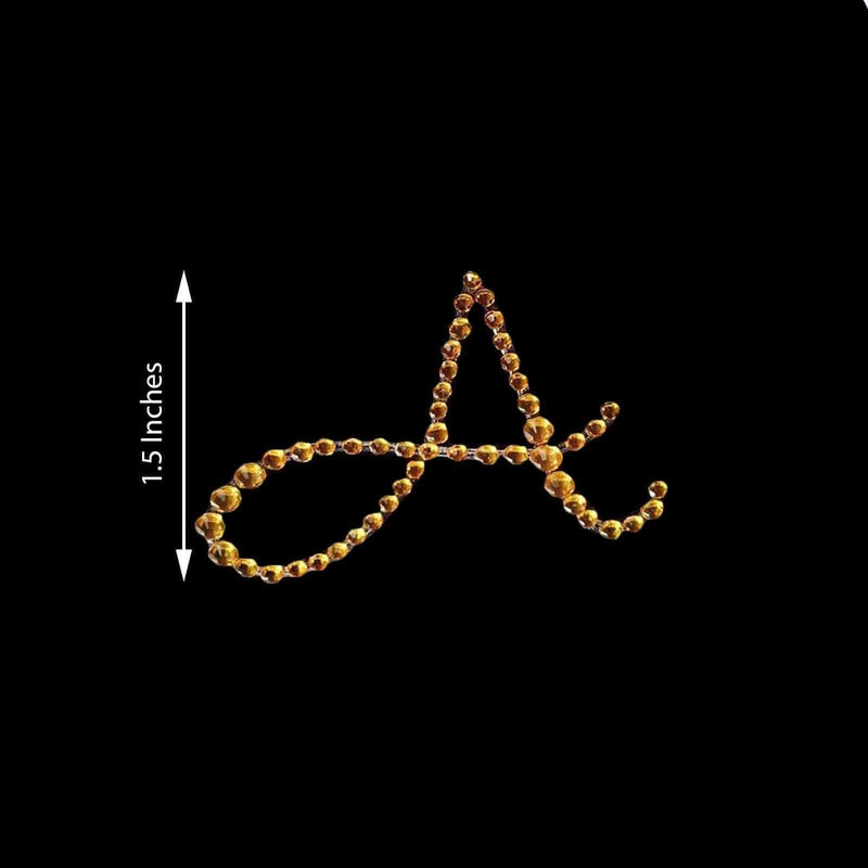 12 pcs Letter Rhinestones Gem Stickers - Gold