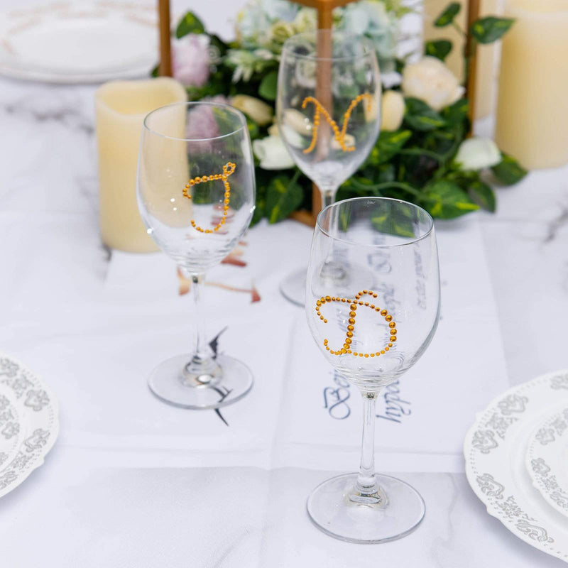 12 pcs Letter Rhinestones Gem Stickers - Gold