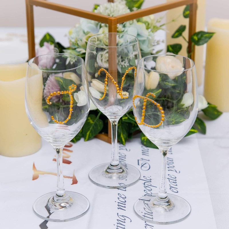 12 pcs Letter Rhinestones Gem Stickers - Gold