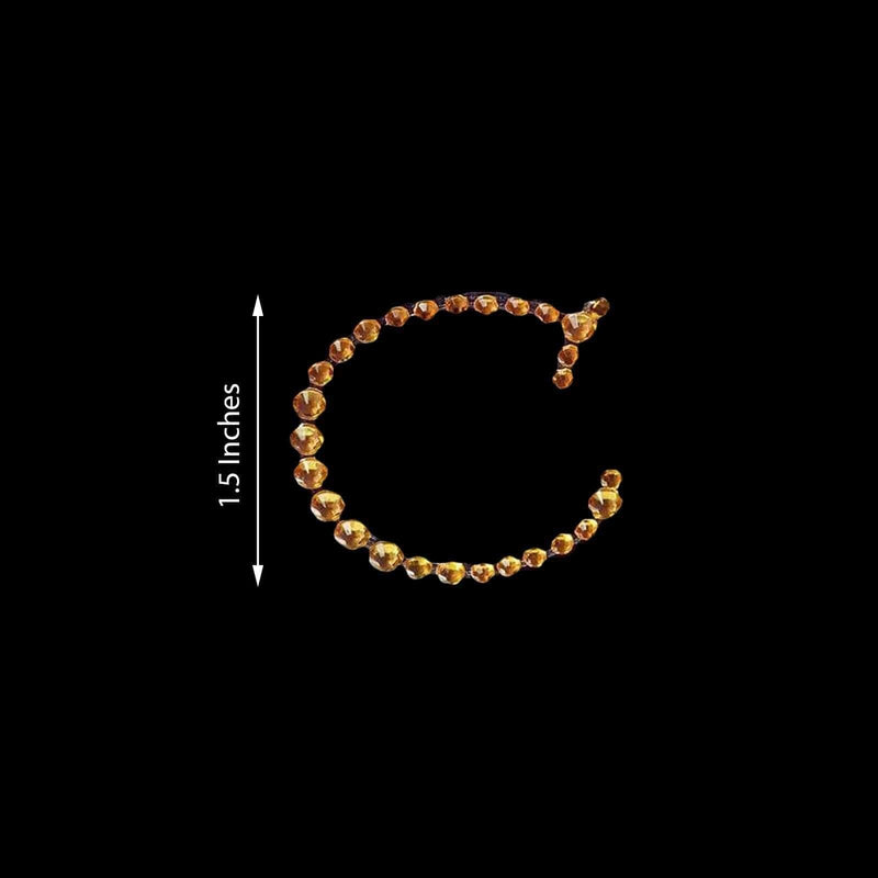 12 pcs Letter Rhinestones Gem Stickers - Gold