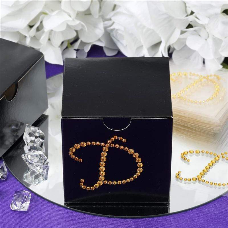 12 pcs Letter Rhinestones Gem Stickers - Gold